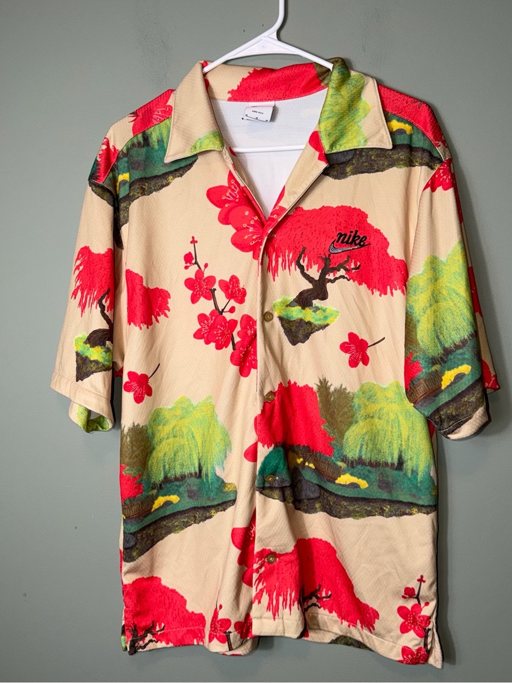 Nike Men’s Dri-FIT‎ Cherry Blossom Mesh Camp Shirt (FN1842-783) Medium